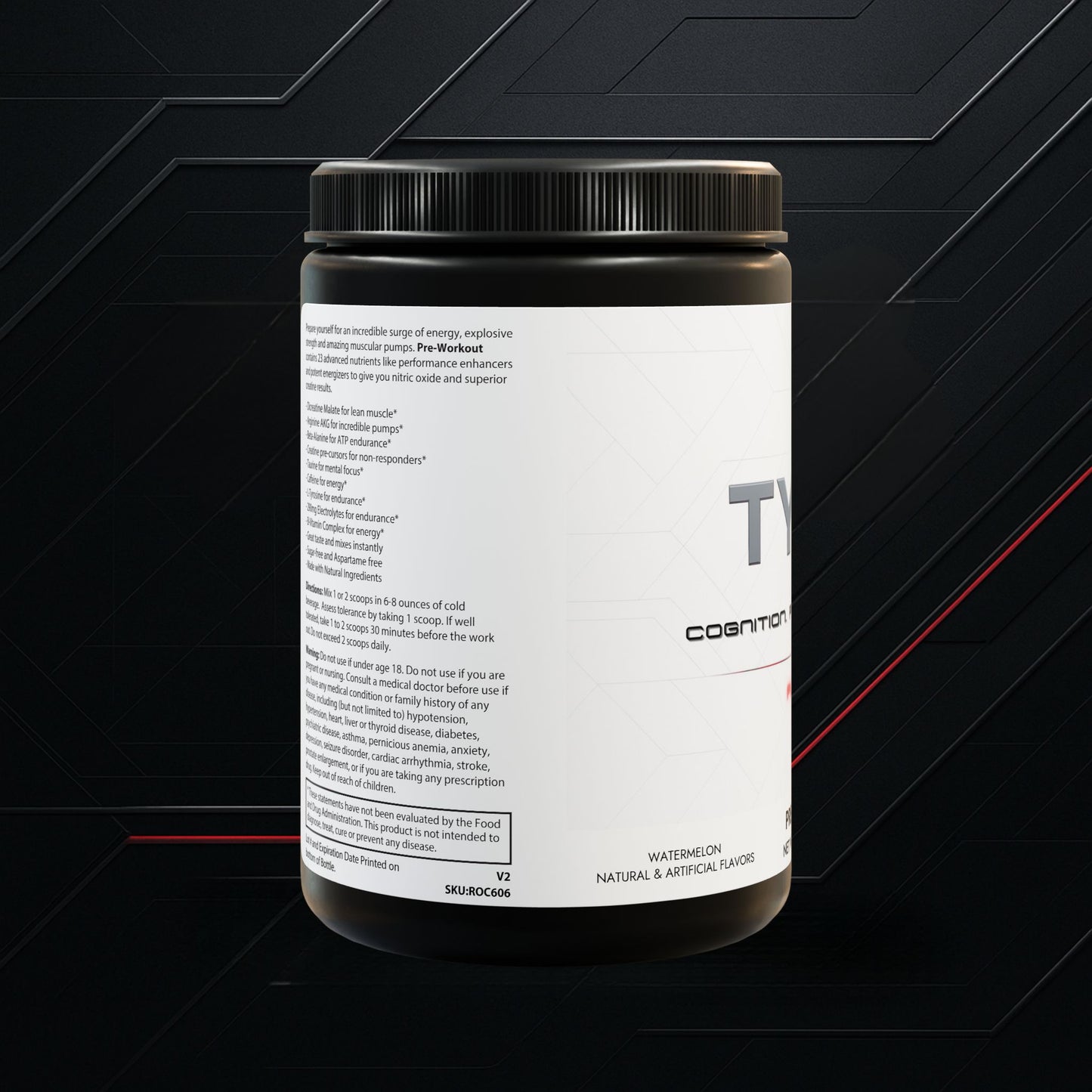 π₯ TYNQ PWR β Daily Pre-Workout Formula Watermelon (300g, 10.58oz)